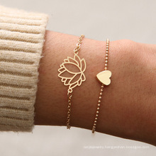 Popular fashion personality hollow lotus love suit bracelet, detachable bracelet for women